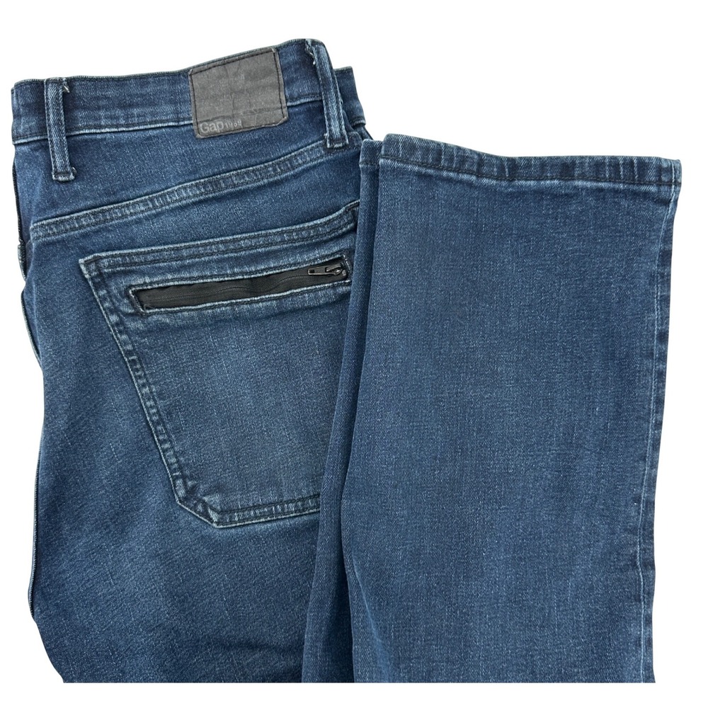 Gap 1969 Mens 36x34 Dark Wash Slim Fit Moto Jeans Zip Pockets Cotton‎ Blend